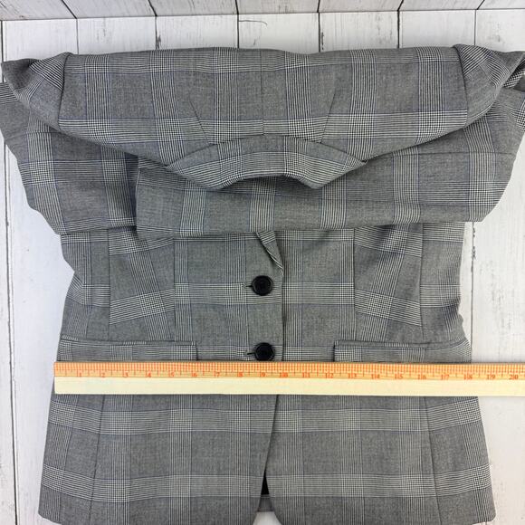 J.Crew Grey Glen Plaid Single-Breasted Harriet Belted Blazer Jacket AC384 Size 8 - Picture 13 of 16